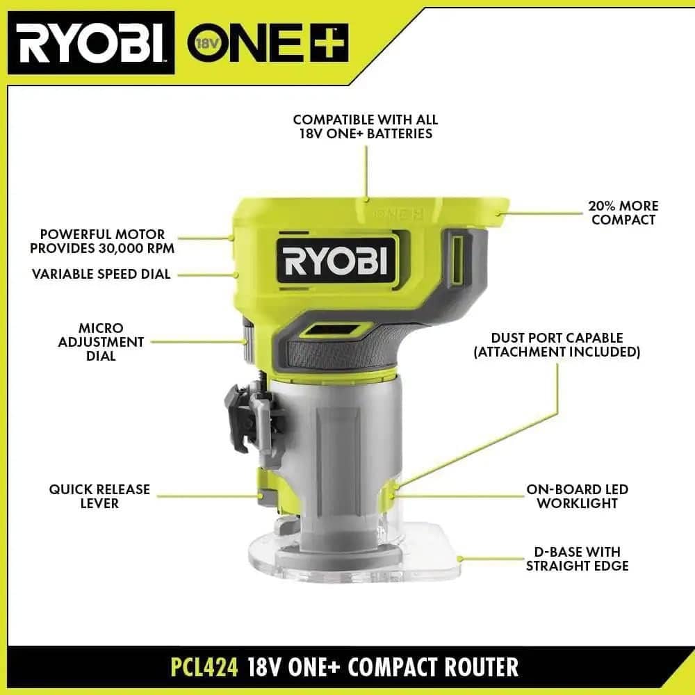 one 18v cordless compact fixed base router tool only review
