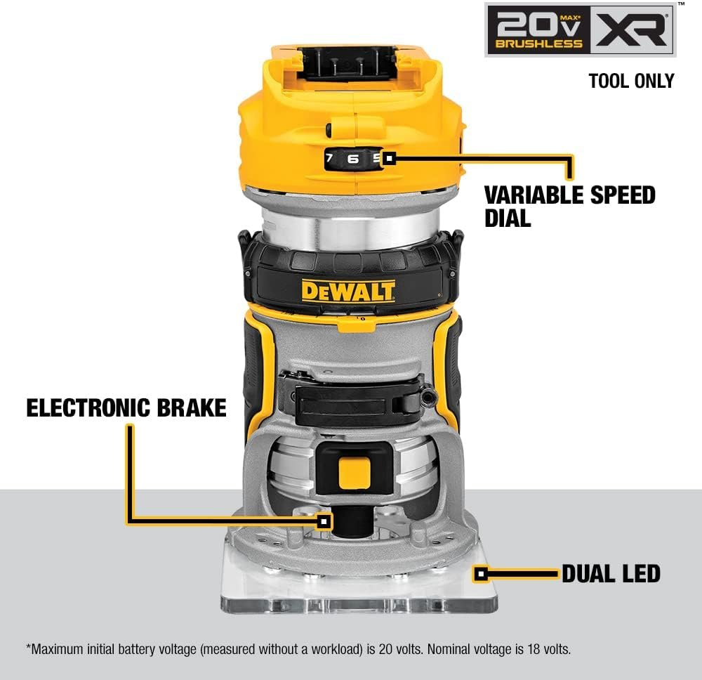 dewalt 20v max xr cordless router brushless tool only dcw600b 2