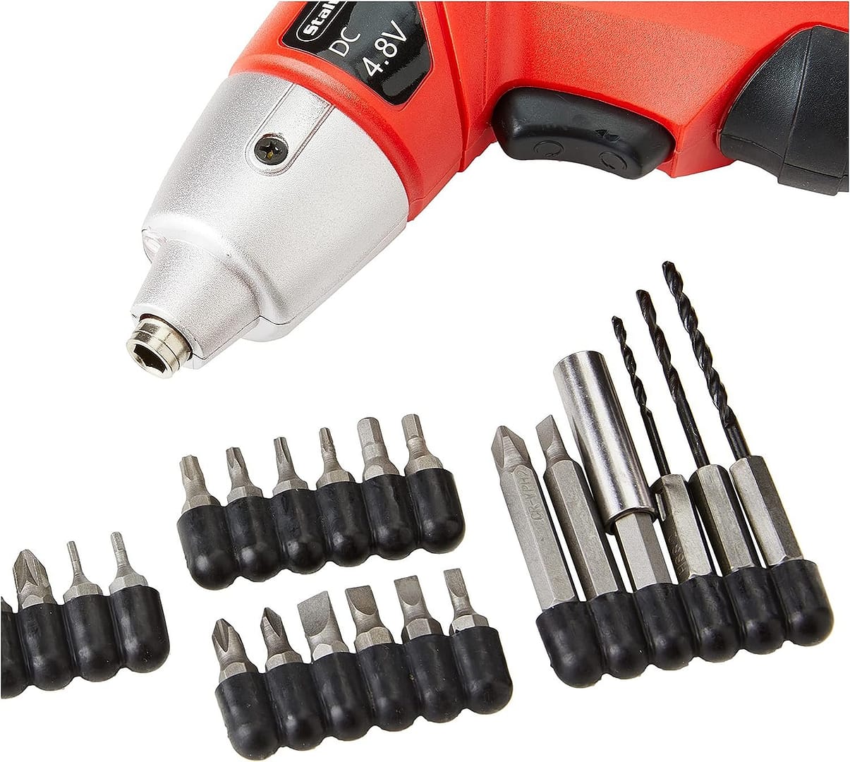 25 piece electric screwdriver set cordless drill with led work light automatic spindle lock carrying case and screw driv 1
