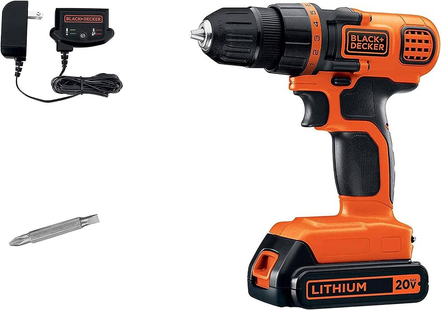 blackdecker 20v max cordless drill and driver 38 inch with led work light battery and charger included ldx120c 3