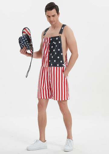 YXLUOKY Men’s Women’s American Flag Denim Overalls Shorts Review