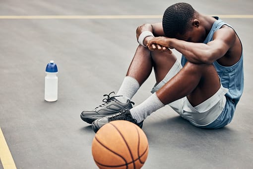 sad basketball player after game fail, mistake or problem. .