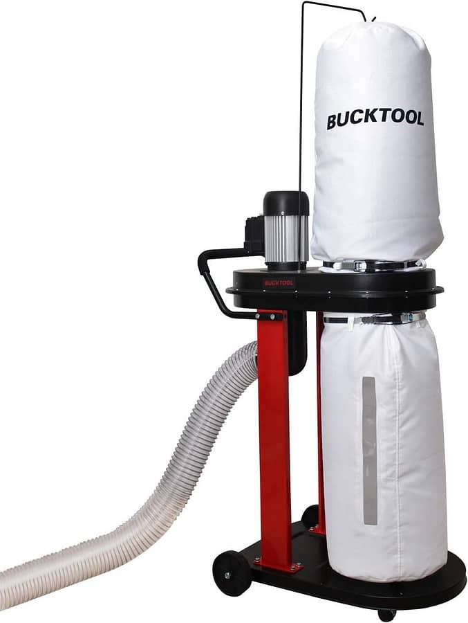 BUCKTOOL 1.2 HP Auto Start 750CFM Dust Collector with 3 Dust Collection Bag, 5.4 Cubic Bag Capacity and 5 PCS Reducer for Woodworking DC50