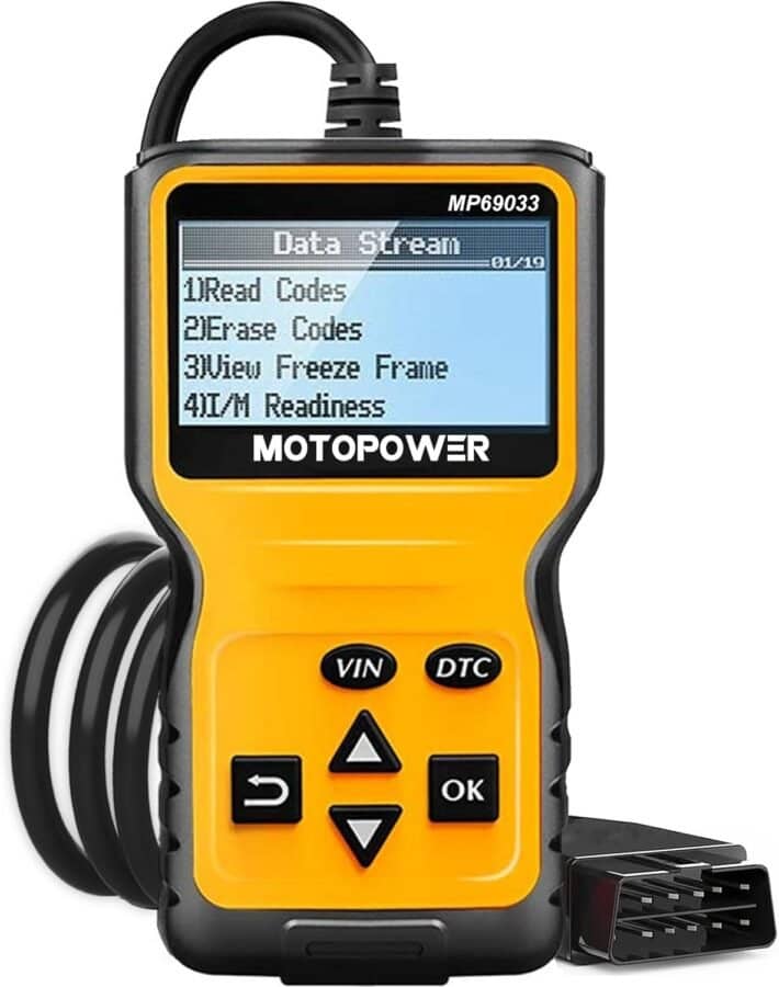 MOTOPOWER MP69033 Car OBD2 Scanner Code Reader Engine Fault Code Reader Scanner CAN Diagnostic Scan Tool for All OBD II Protocol Cars Since 1996, Yellow