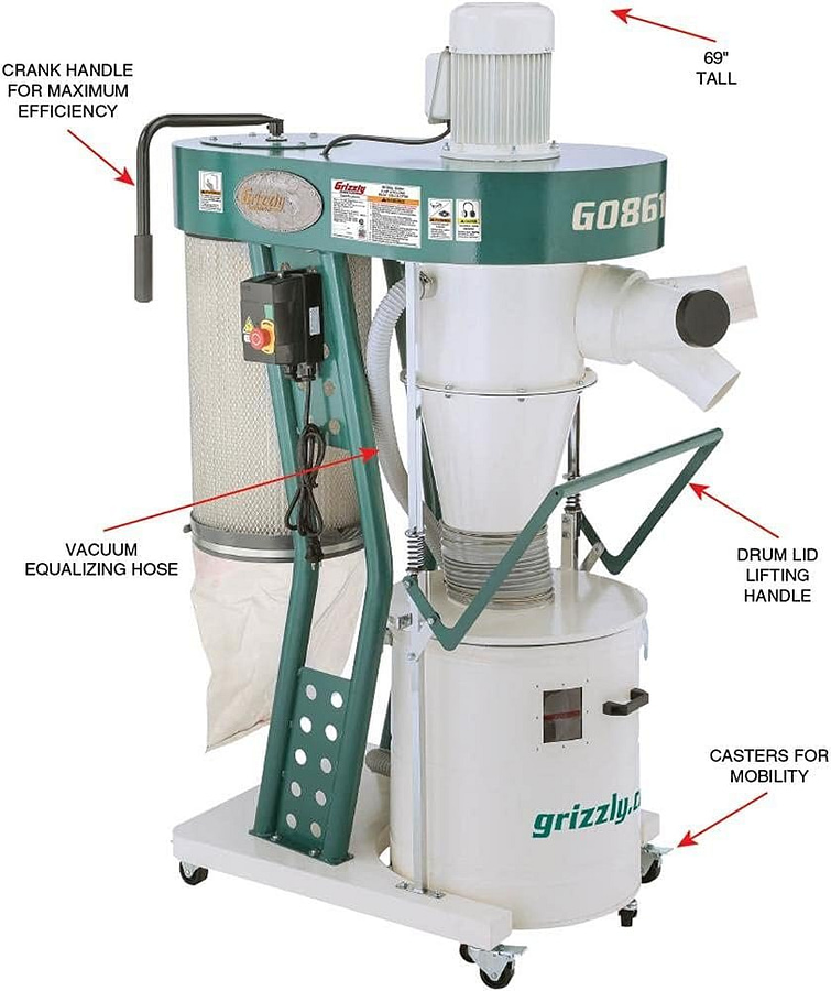 Grizzly Industrial G0861-2 HP Portable Cyclone Dust Collector