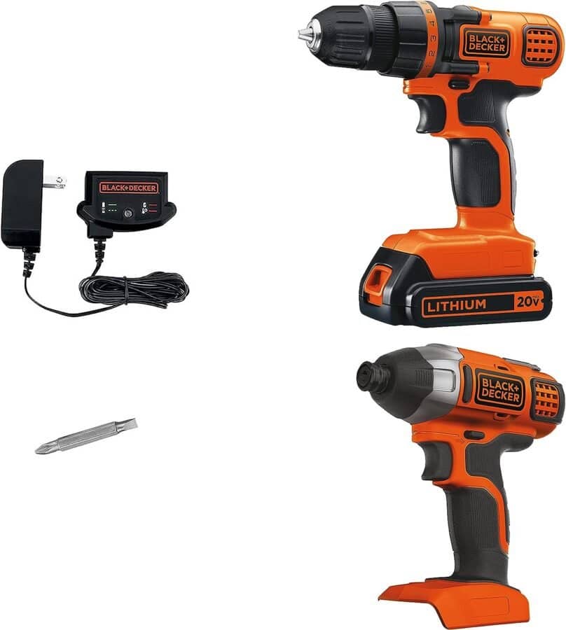 BLACK+DECKER 20V MAX Cordless Drill and Impact Driver, Power Tool Combo Kit with Battery and Charger (BD2KITCDDI)
