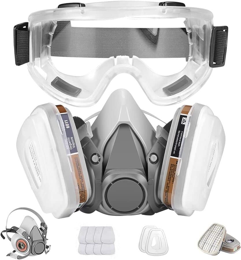 Respirator Mask,Half Facepiece Gas Mask with Safety Glasses Reusable Professional Breathing Protection Against Dust,Chemicals,Pesticide and Organic Vapors, Perfect for Painters and DIY Project