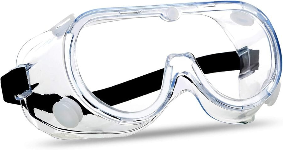 SUPERMORE Anti-Fog Protective Safety Goggles Clear Lens Wide-Vision Adjustable Chemical Splash Eye Protection Soft Lightweight Eyewear