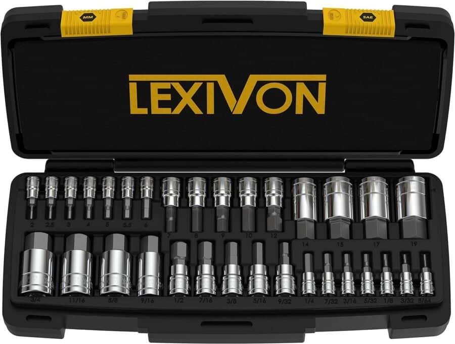 LEXIVON Master HEX Bit Socket Set, Premium S2 Alloy Steel | Complete 32-Piece, SAE and Metric Set | Enhanced Storage Case (LX-144)