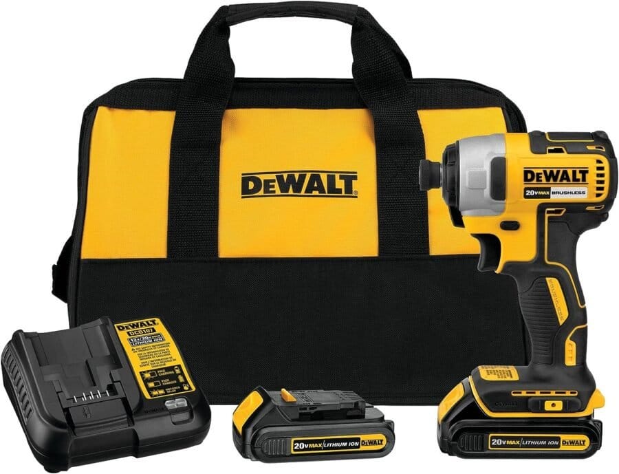 DEWALT 20V MAX Cordless Impact Driver Kit, Brushless, 1/4 Hex Chuck, 2 Batteries and Charger (DCF787C2)