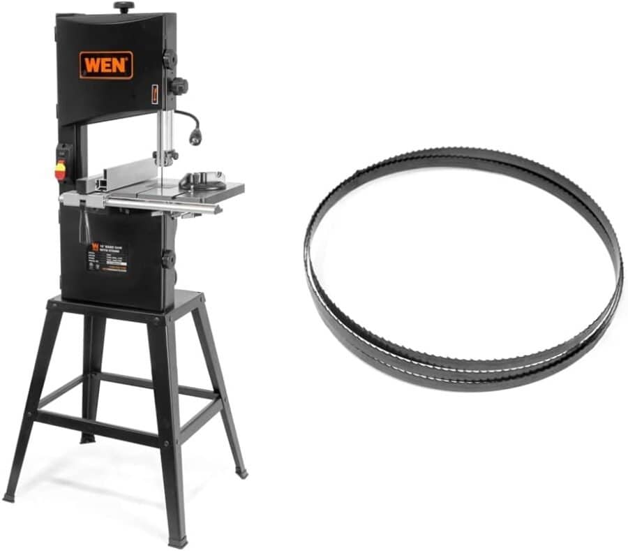WEN Band Saw with Stand, 10-Inch, 3.5-Amp, Two-Speed (BA3962) and BB7250 72 Woodcutting Bandsaw Blade with 6 TPI 1/2 Width
