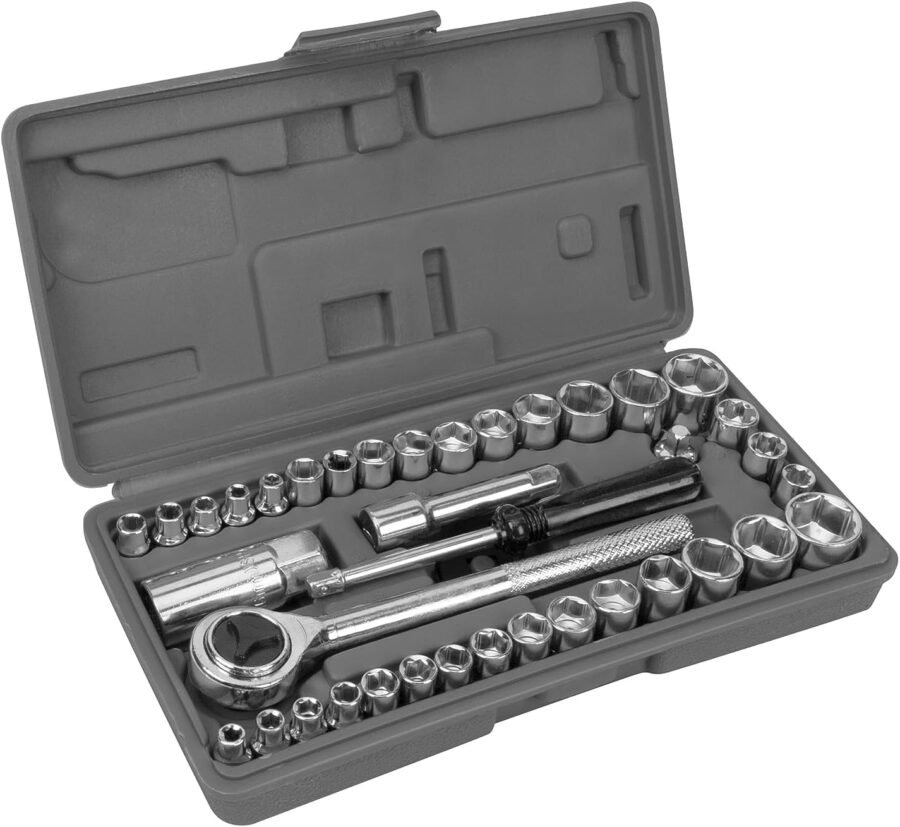 Performance Tool W1173 SAE/Metric 40-Piece SAE and Metric Socket Set, 1/4-Inch  3/8-Inch Drive