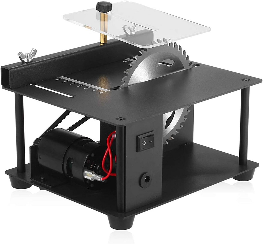 Weytoll 110-240V Multi-Functional Table Saw Mini Desktop Saw Cutter Electric Cutting Machine with Saw Blade Adjustable-Speed 35MM Cutting Depth for Wood Plastic Acrylic Cutting