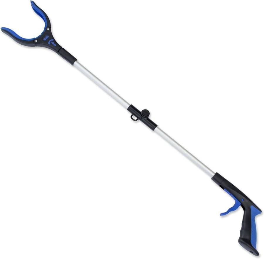 RMS 34 Inch Extra Long Reacher Grabber - Foldable Gripper and Reaching Tool with Rotating Jaw