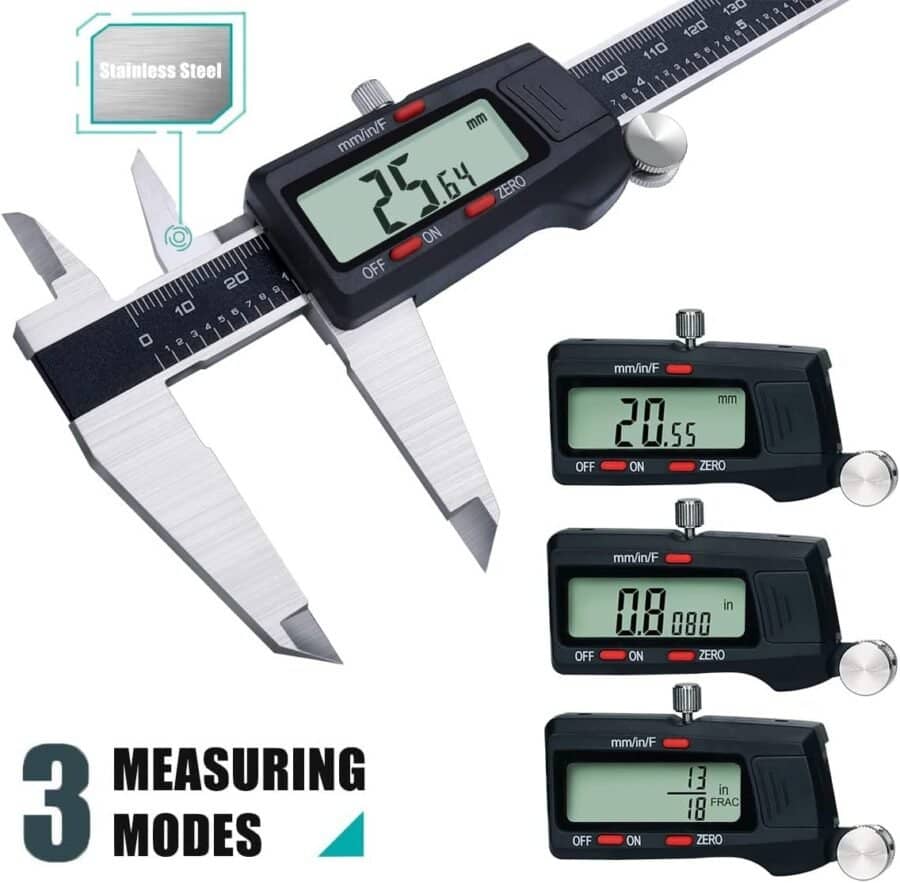 Kynup Digital Caliper, 8 Inch Micrometer Caliper Tool, Vernier Caliper with Stainless Steel Body, Large LCD Screen, Auto - Off Feature, Inch Metric Fraction Conversion (200mm)