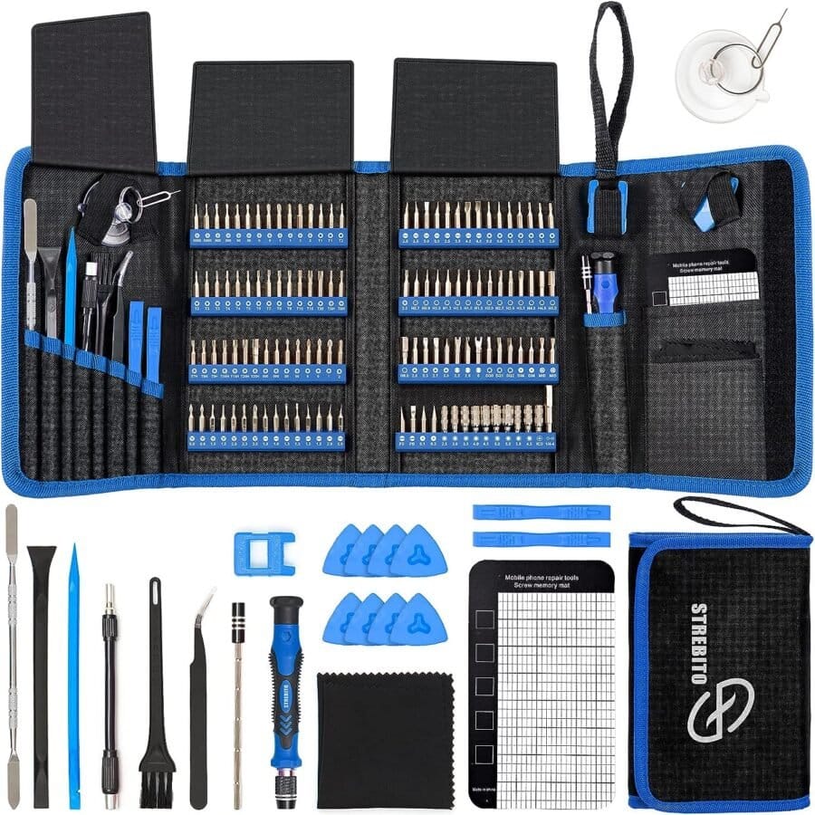 STREBITO Screwdriver Sets 142-Piece Electronics Precision Screwdriver with 120 Bits Magnetic Repair Tool Kit for iPhone, MacBook, Computer, Laptop, PC, Tablet, PS4, Xbox, Nintendo, Game Console