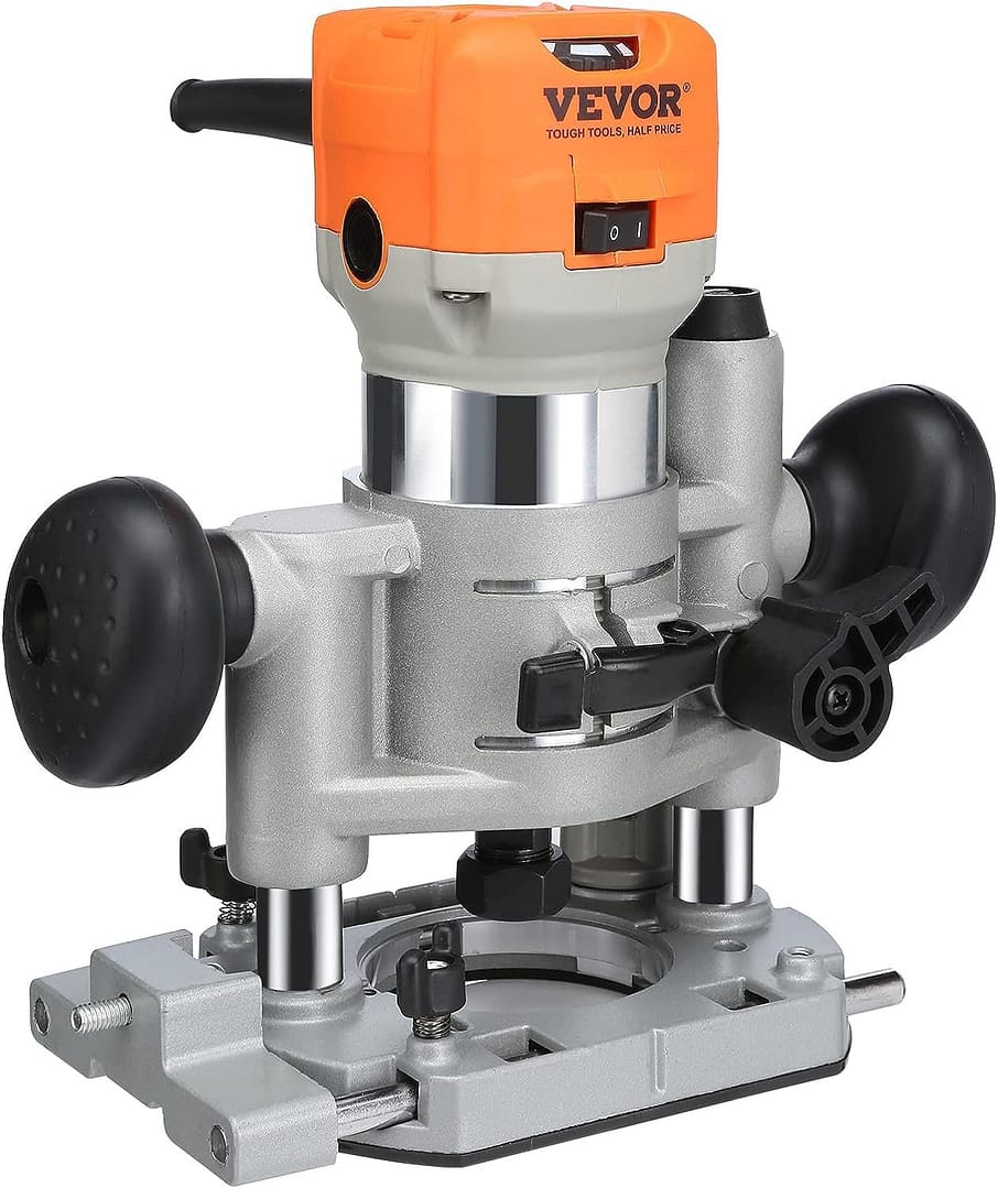 vevor wood router 125hp 800w compact wood trimmer router combo tool with plunge and fixed base 30000rpm 6 variable speed 3