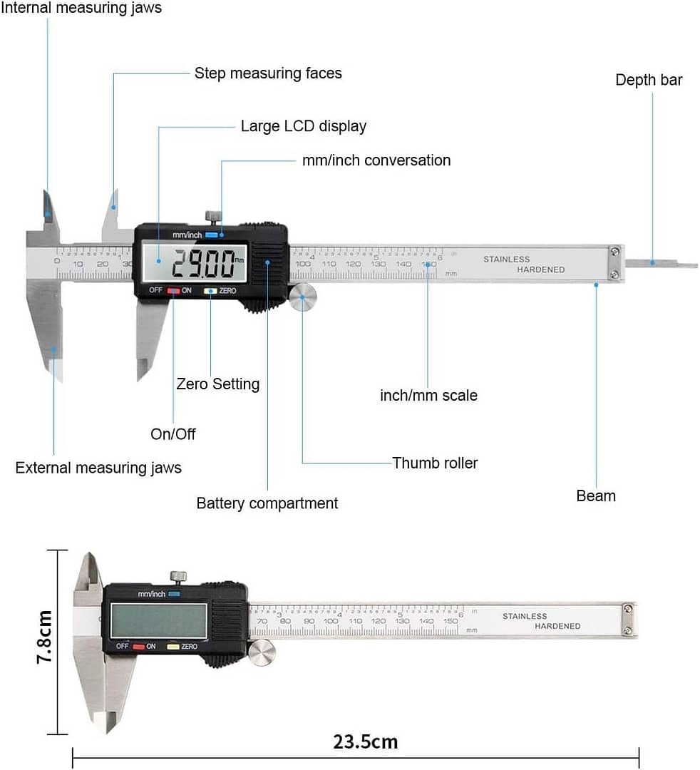 qfun vernier digital caliper stainless steel 6 inch150mm review