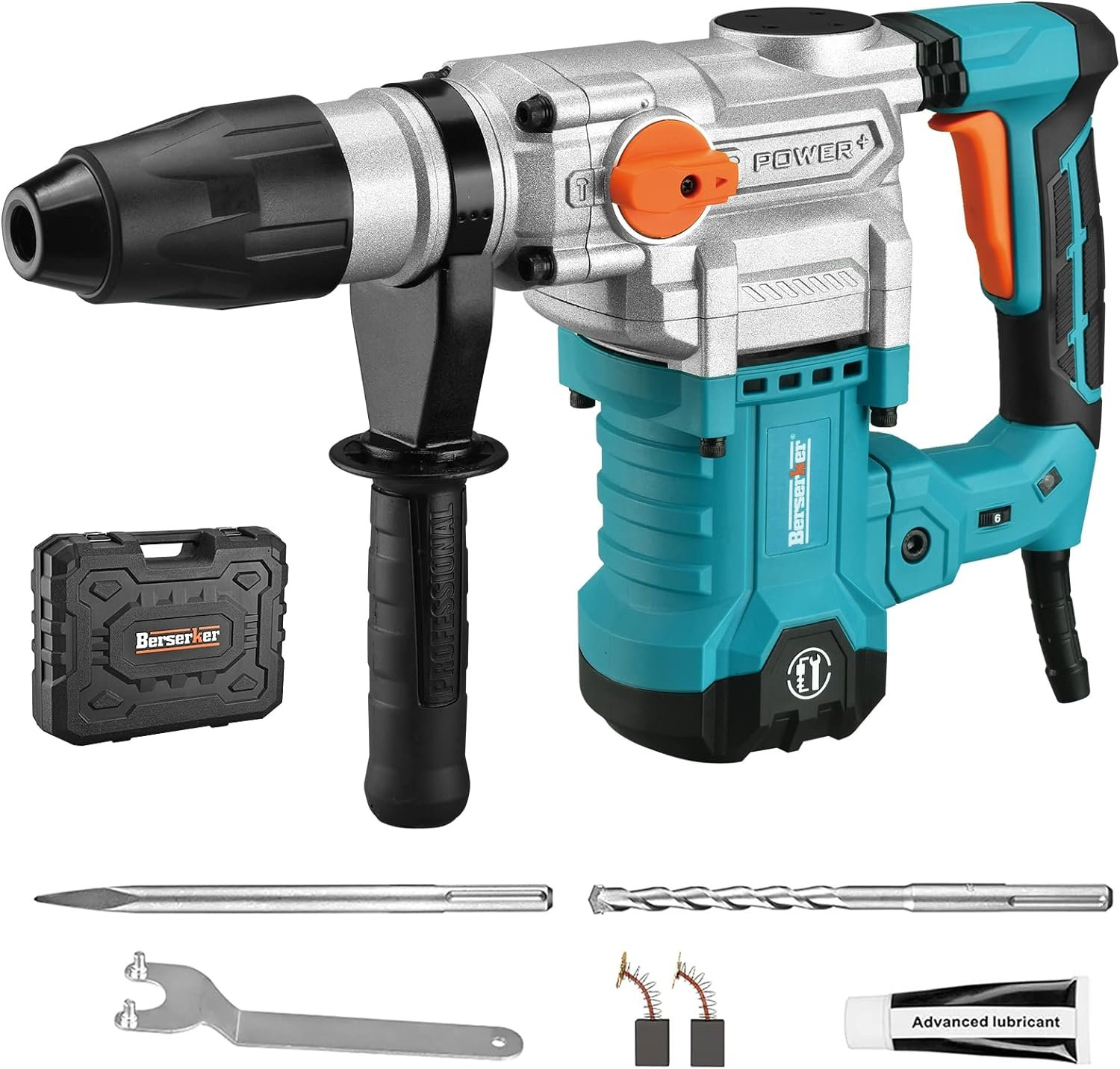 Berserker 1-9/16 SDS-Max Heavy Duty Rotary Hammer Drill with Vibration Control,Safety Clutch,13 Amp 3 Functions Demolition Rotomartillo for Concrete-Including 1 Drill Bits,Point Chisel,Carrying Case