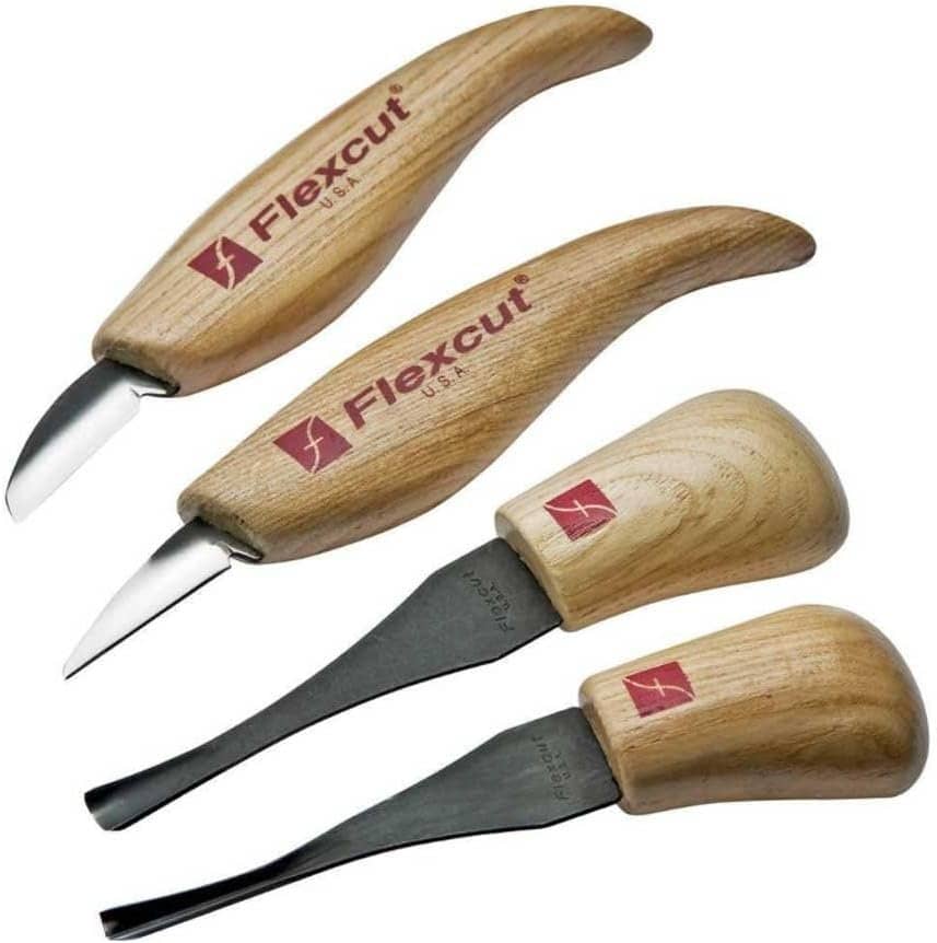 Flexcut Beginner Palm  Knife Set, All-Purpose Cutting Knife and Detail Knife Included, with 2 Palm Tools (KN600)