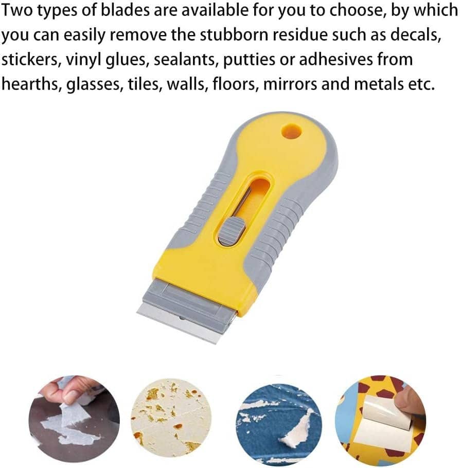 Razor Blade Scrape with 15pcs Extra Blades, Scraper Tool, Razor Blade Retractable, Paint Stripping Tool, Cleaning Tool for Removing Labels, Stickers, Decals, Paint from Glass and Stovetop-WEGAZ : Tools  Home Improvement